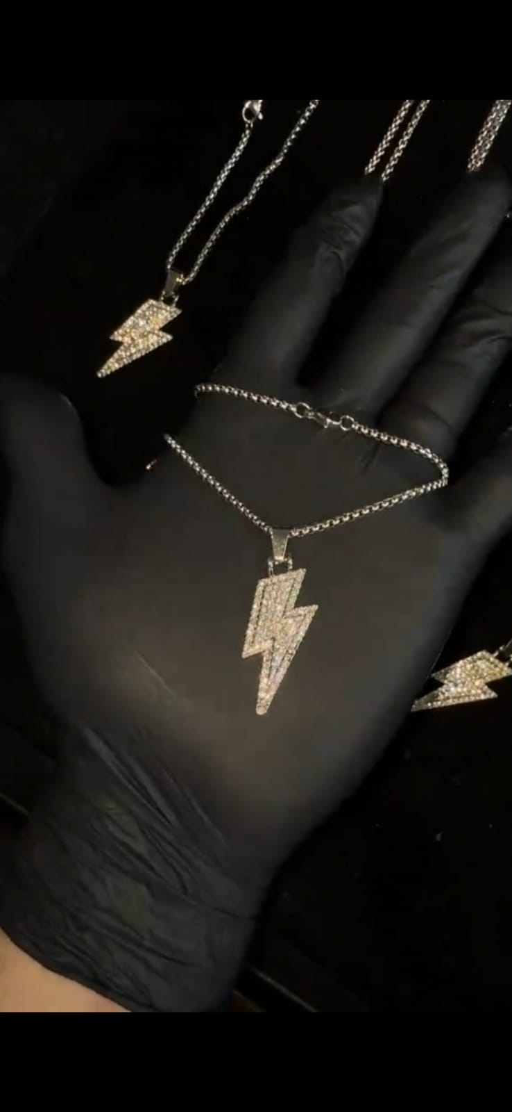 ICED LIGHTINING BOLT PENDANT