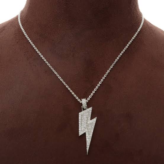 ICED LIGHTINING BOLT PENDANT