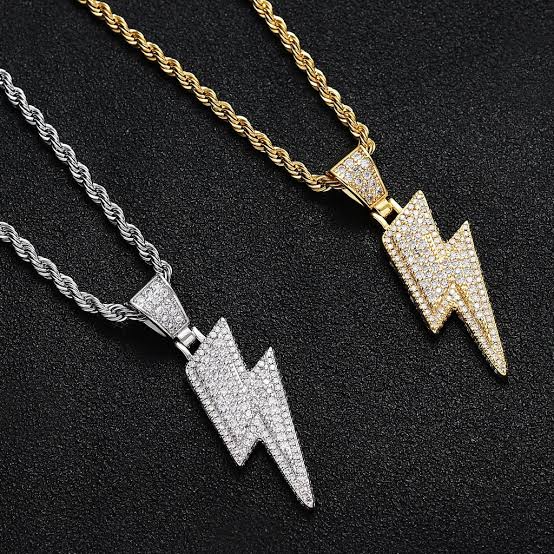 ICED LIGHTINING BOLT PENDANT