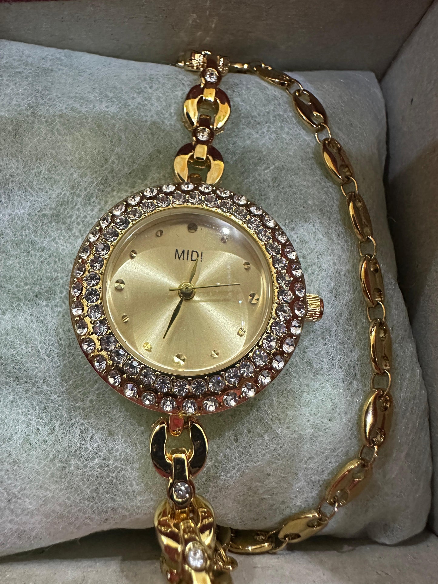 MIDI Crystal Accented Watch with Chain Link Bracelet